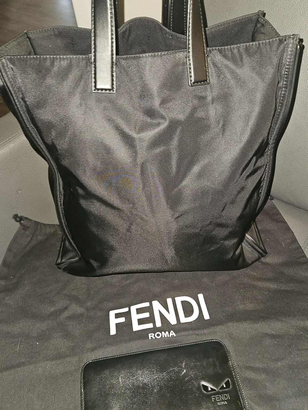 Fendi Faces Nylon Tote Bag W/ Wallet